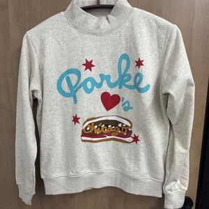 Parker Gray Crewneck with Turquoise Script & Red Accents